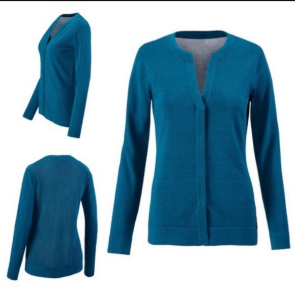 Cabi #3368 Ever Cardigan Teal Snap Front Sweater Size Medium - Picture 15 of 16